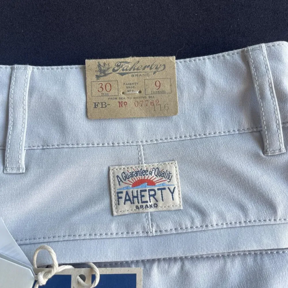 Faherty All Day Shorts‎ Mens 30 Stone Gray 9 Inch Land Water Stretch Lightweight